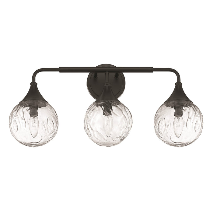 Craftmade Reflection 3 Light Vanity, Flat Black/Clear Textured