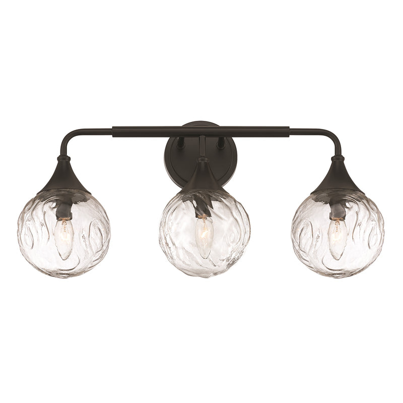Craftmade Reflection 3 Light Vanity, Flat Black/Clear Textured