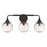 Craftmade Reflection 3 Light Vanity, Flat Black/Clear Textured