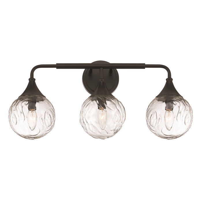 Craftmade Reflection 3 Light Vanity, Flat Black/Clear Textured
