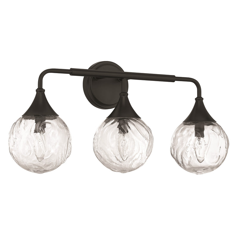 Craftmade Reflection 3 Light Vanity, Flat Black/Clear Textured