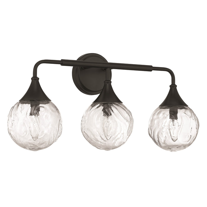 Craftmade Reflection 3 Light Vanity, Flat Black/Clear Textured