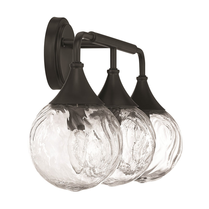 Craftmade Reflection 3 Light Vanity, Flat Black/Clear Textured
