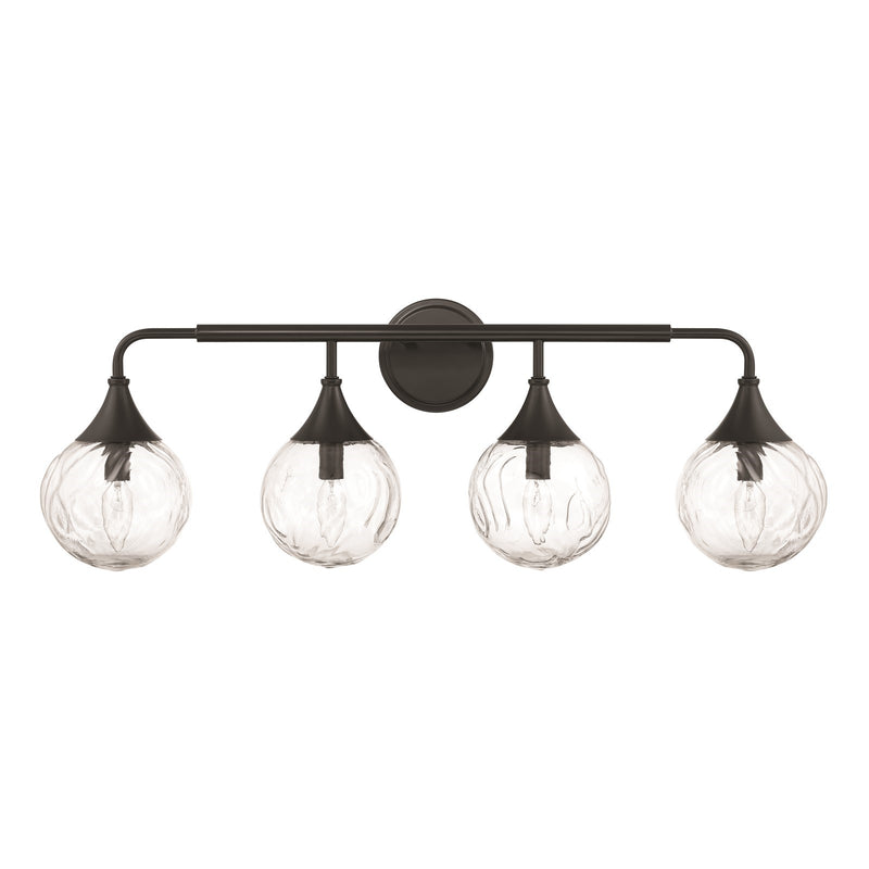 Craftmade Reflection 32in 4-Light Vanity | Modern Flat Black and Glass | Bathroom & Powder Room | 32 x 11 in | Model 61204-FB