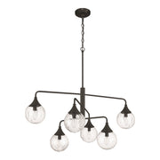 Craftmade Reflection 6 Light Chandelier, Flat Black/Clear Textured - 61226-FB