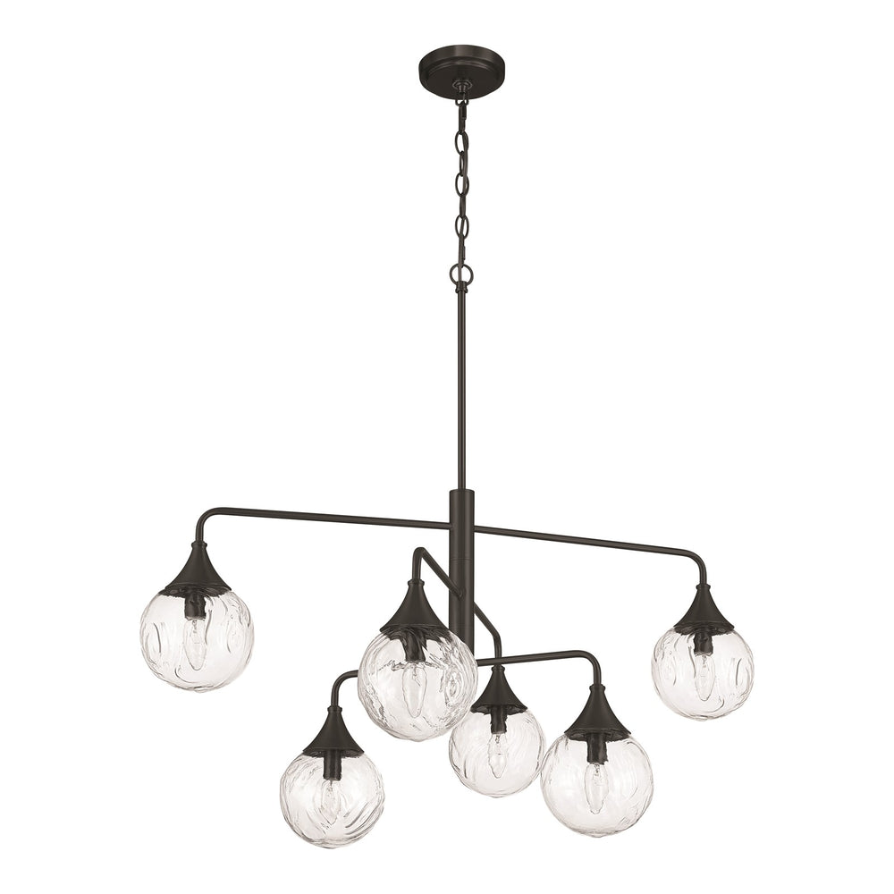 Craftmade Reflection 6 Light Chandelier, Flat Black/Clear Textured - 61226-FB