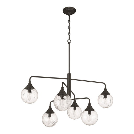 Craftmade Reflection 6 Light Chandelier, Flat Black/Clear Textured - 61226-FB