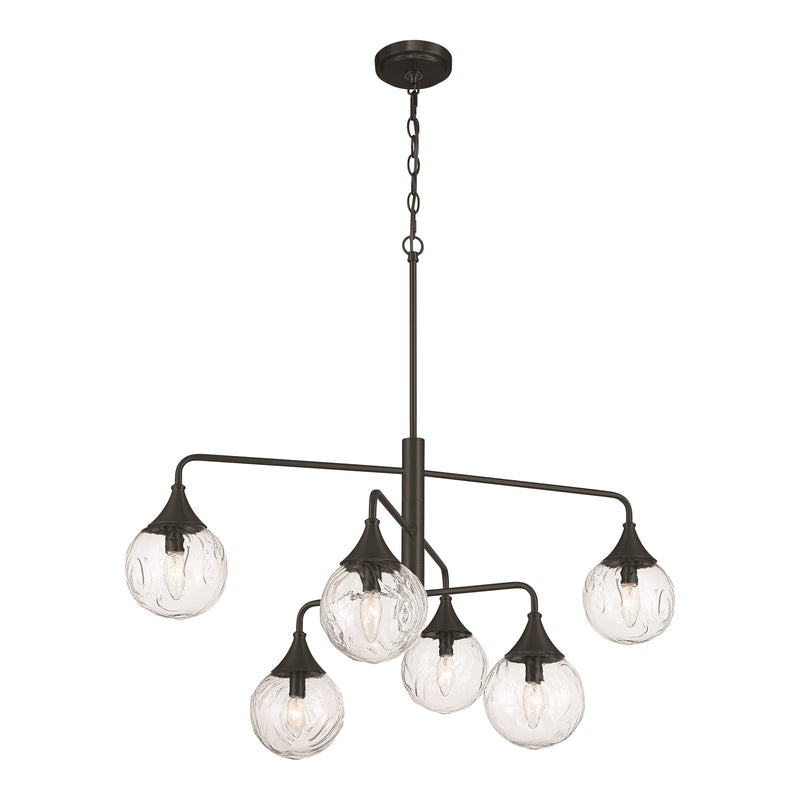 Craftmade Reflection 6 Light Chandelier, Flat Black/Clear Textured