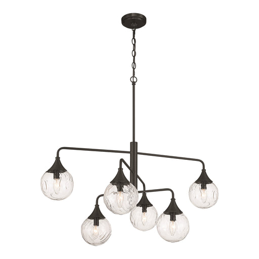 Craftmade Reflection 6 Light Chandelier, Flat Black/Clear Textured