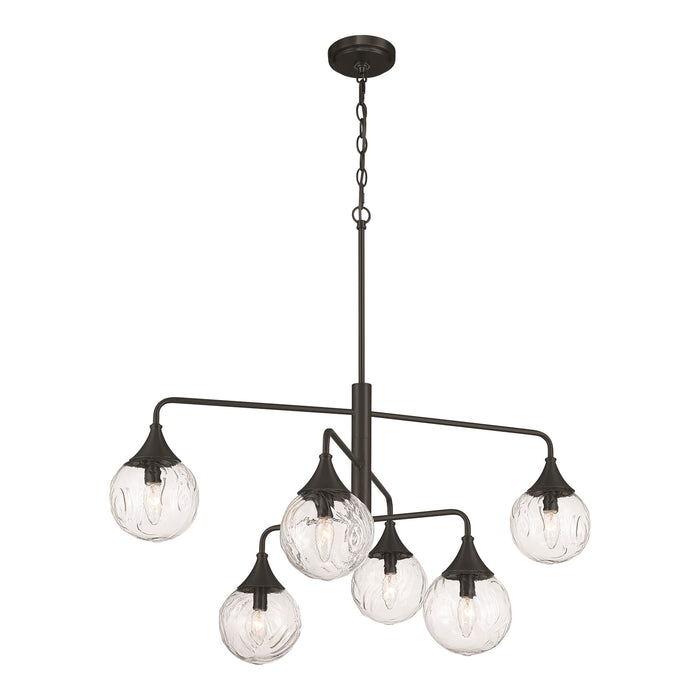 Craftmade Reflection 6 Light Chandelier, Flat Black/Clear Textured