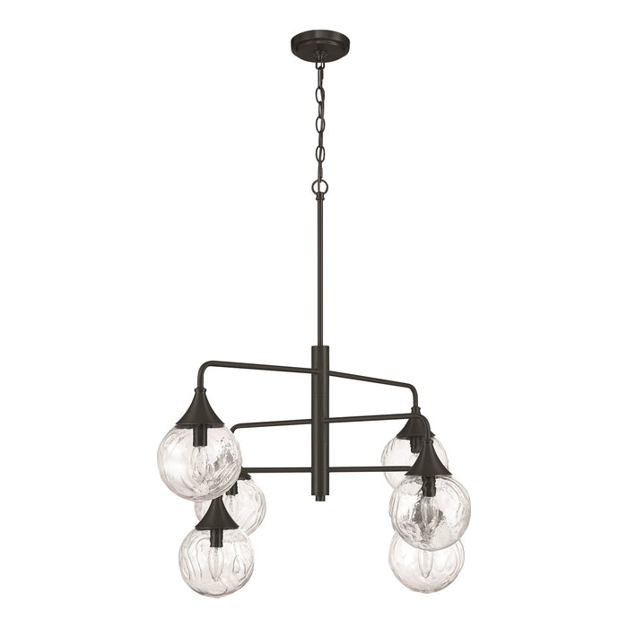 Craftmade Reflection 6 Light Chandelier, Flat Black/Clear Textured