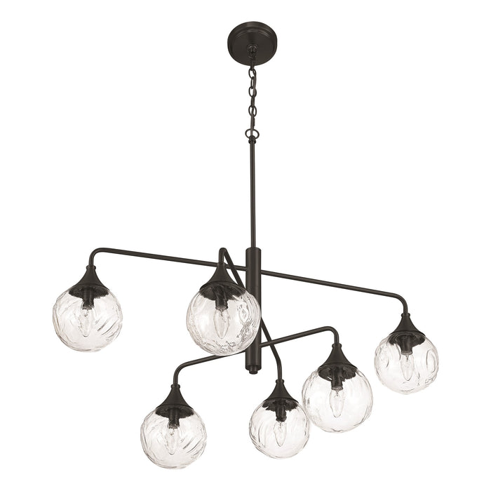 Craftmade Reflection 6 Light Chandelier, Flat Black/Clear Textured