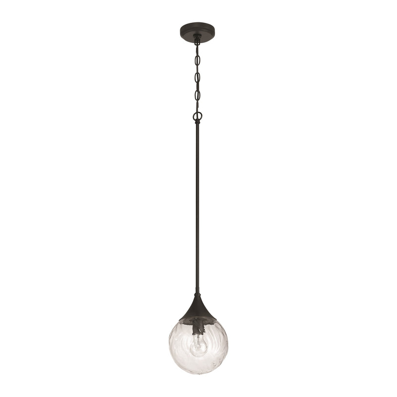 Craftmade Reflection 1 Light Mini Pendant, Flat Black/Clear Textured - 61291-FB