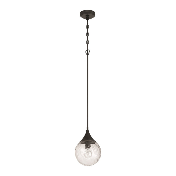 Craftmade Reflection 1 Light Mini Pendant, Flat Black/Clear Textured - 61291-FB
