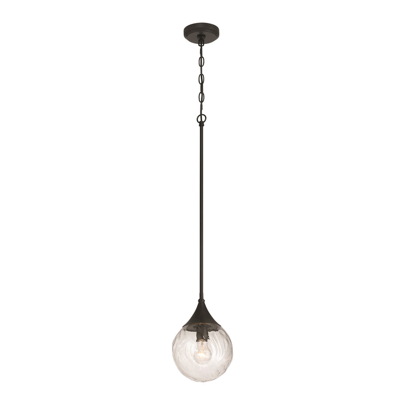 Craftmade Reflection 1 Light Mini Pendant, Flat Black/Clear Textured