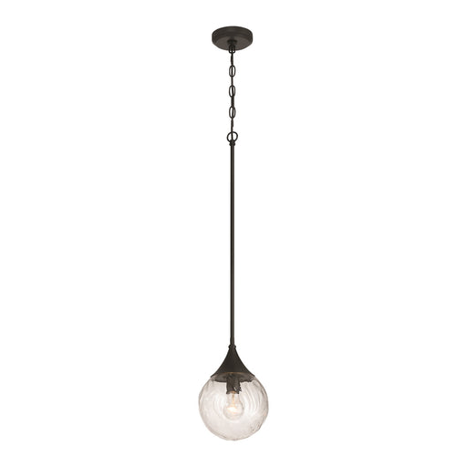 Craftmade Reflection 1 Light Mini Pendant, Flat Black/Clear Textured