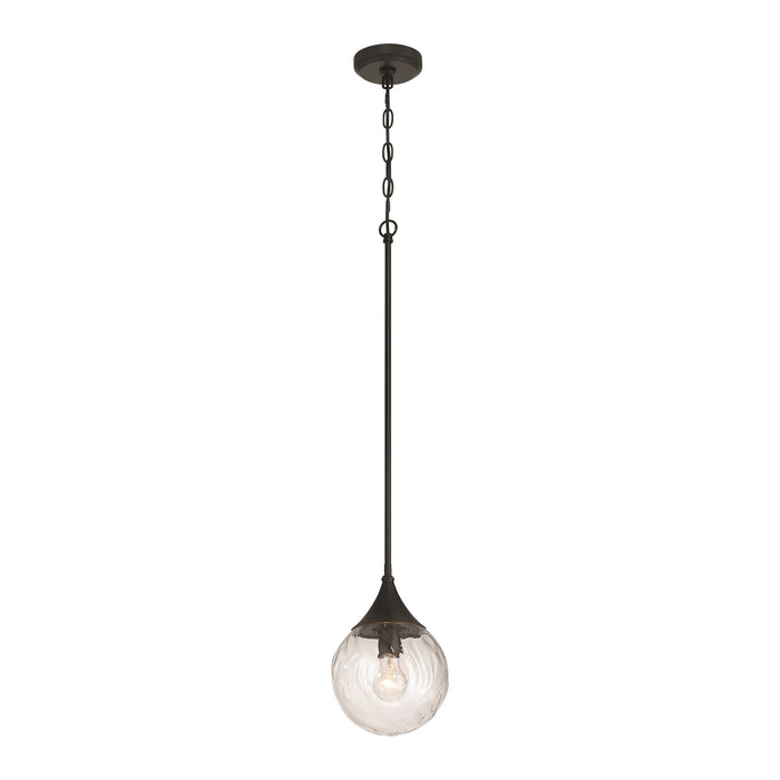 Craftmade Reflection 1 Light Mini Pendant, Flat Black/Clear Textured