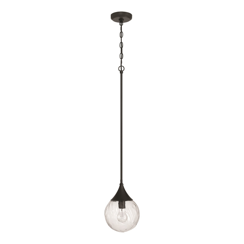 Craftmade Reflection 1 Light Mini Pendant, Flat Black/Clear Textured