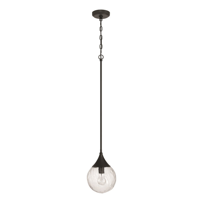 Craftmade Reflection 1 Light Mini Pendant, Flat Black/Clear Textured