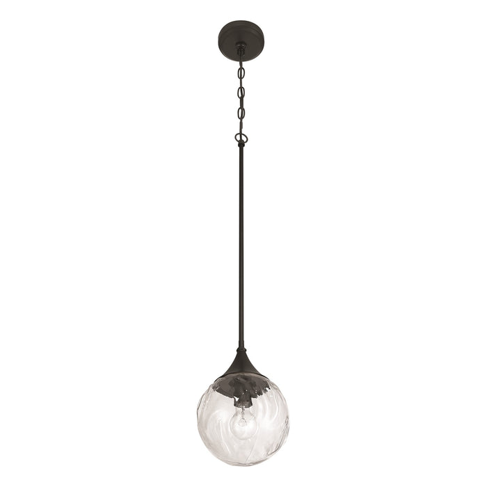 Craftmade Reflection 1 Light Mini Pendant, Flat Black/Clear Textured