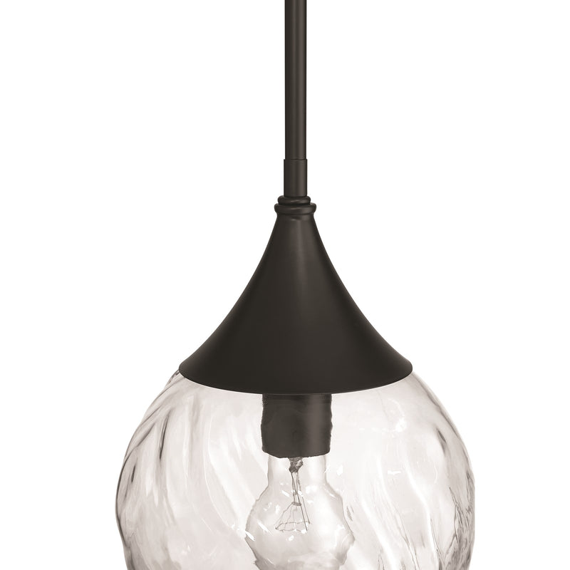 Craftmade Reflection 1 Light Mini Pendant, Flat Black/Clear Textured