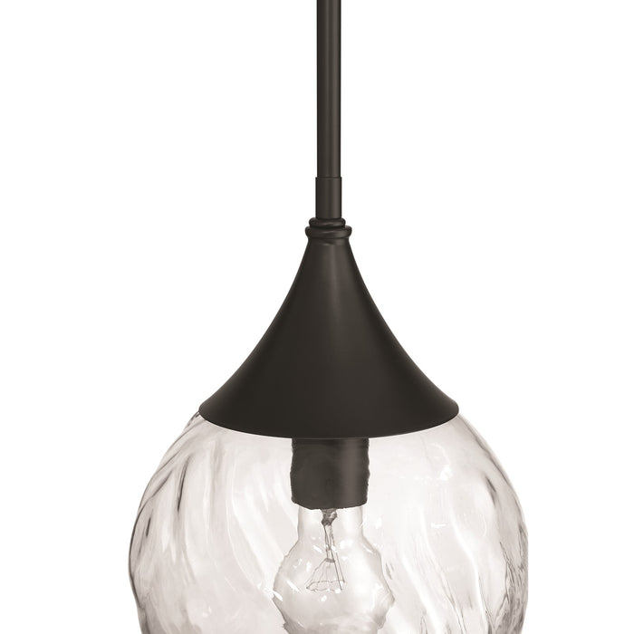 Craftmade Reflection 1 Light Mini Pendant, Flat Black/Clear Textured