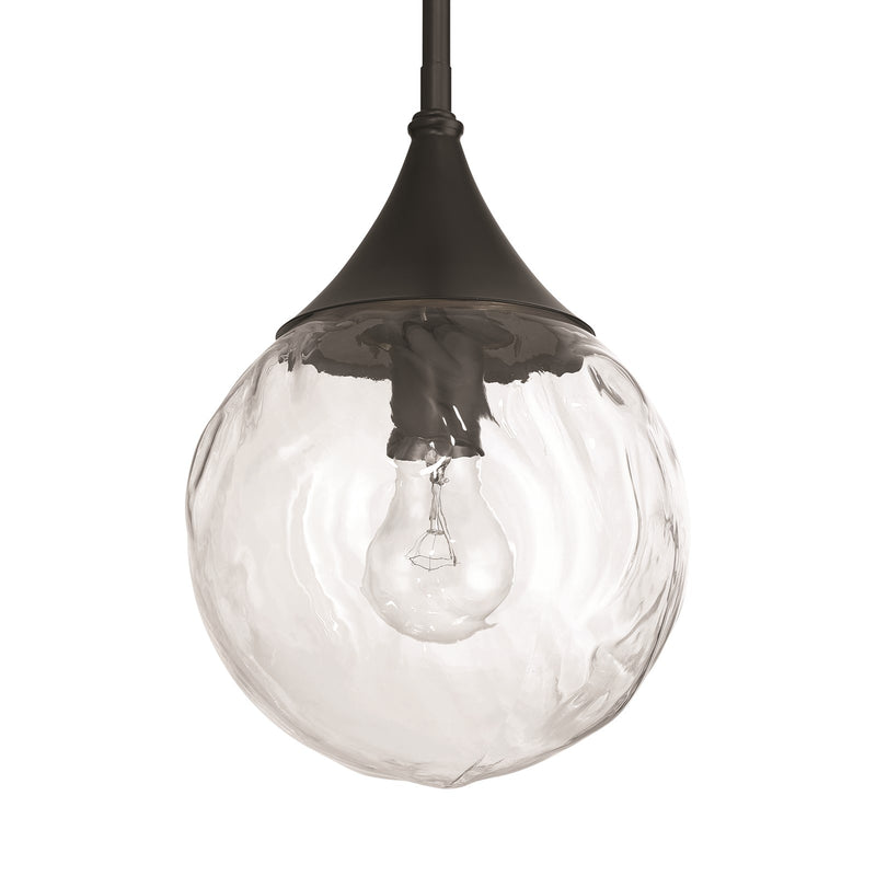 Craftmade Reflection 1 Light Mini Pendant, Flat Black/Clear Textured