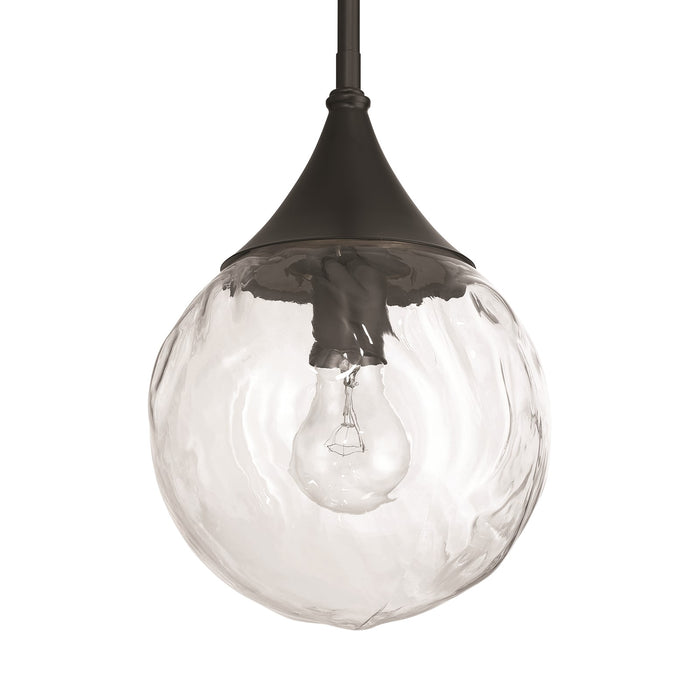 Craftmade Reflection 1 Light Mini Pendant, Flat Black/Clear Textured