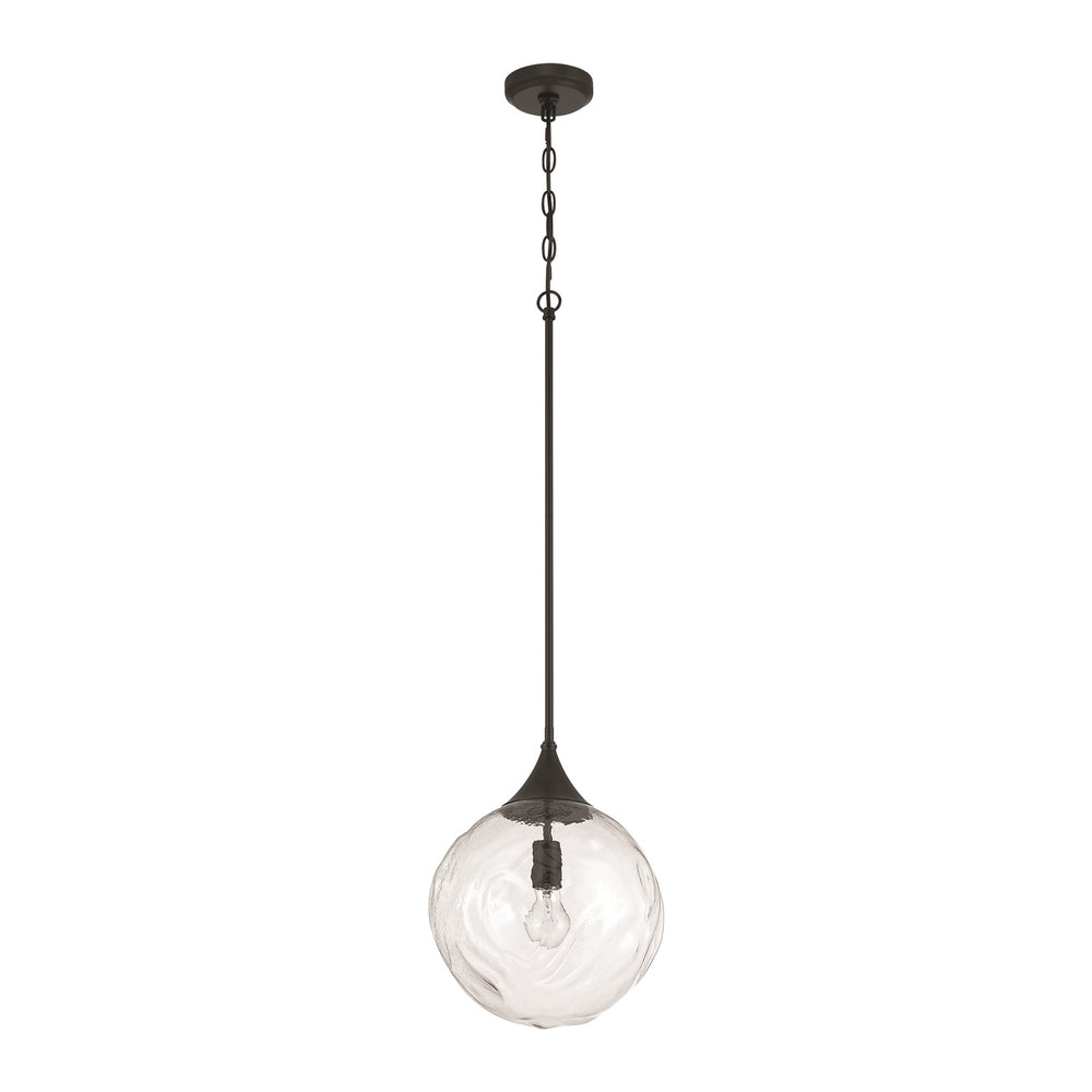 Craftmade Reflection 1 Light Pendant, Flat Black/Clear Textured - 61292-FB