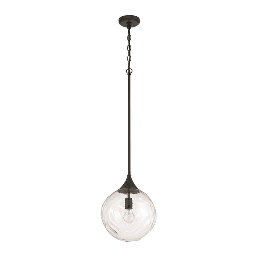 Craftmade Reflection 1 Light Pendant, Flat Black/Clear Textured - 61292-FB