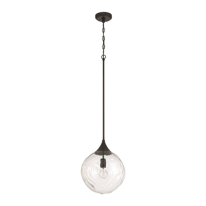 Craftmade Reflection 1 Light Pendant, Flat Black/Clear Textured - 61292-FB