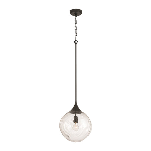 Craftmade Reflection 1 Light Pendant, Flat Black/Clear Textured