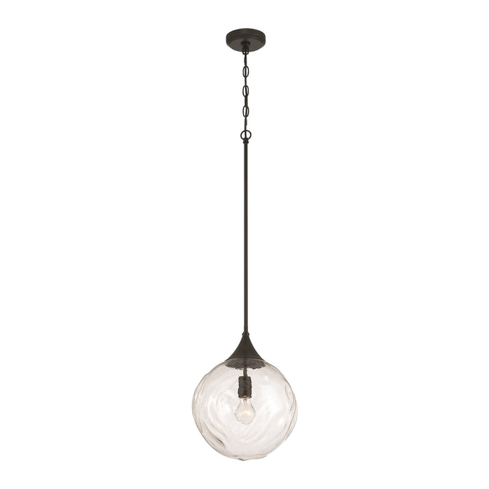 Craftmade Reflection 1 Light Pendant, Flat Black/Clear Textured