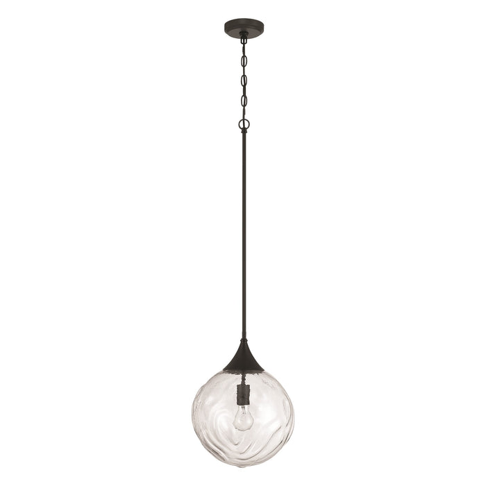 Craftmade Reflection 1 Light Pendant, Flat Black/Clear Textured
