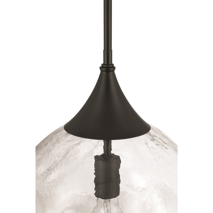 Craftmade Reflection 1 Light Pendant, Flat Black/Clear Textured