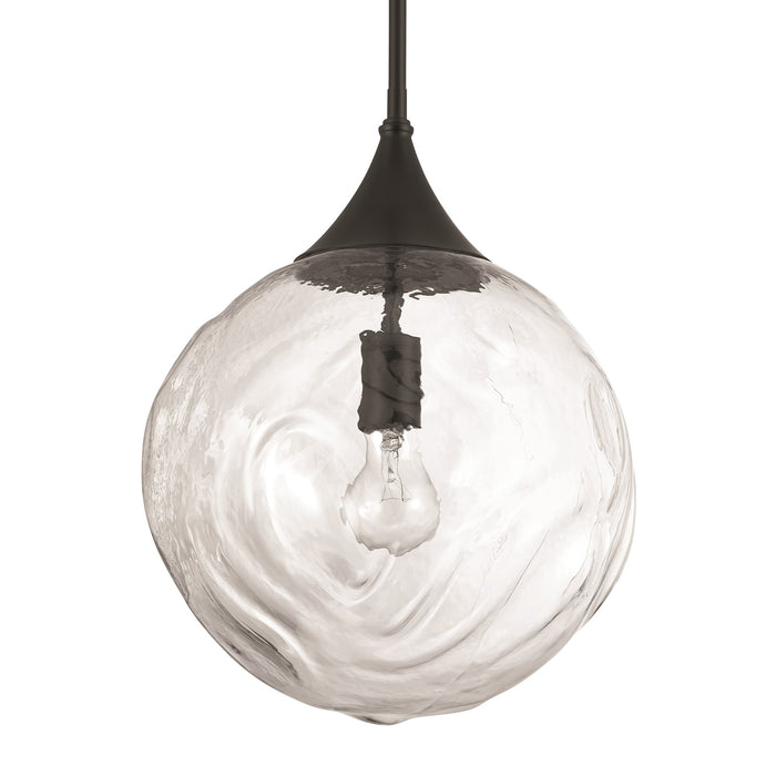 Craftmade Reflection 1 Light Pendant, Flat Black/Clear Textured