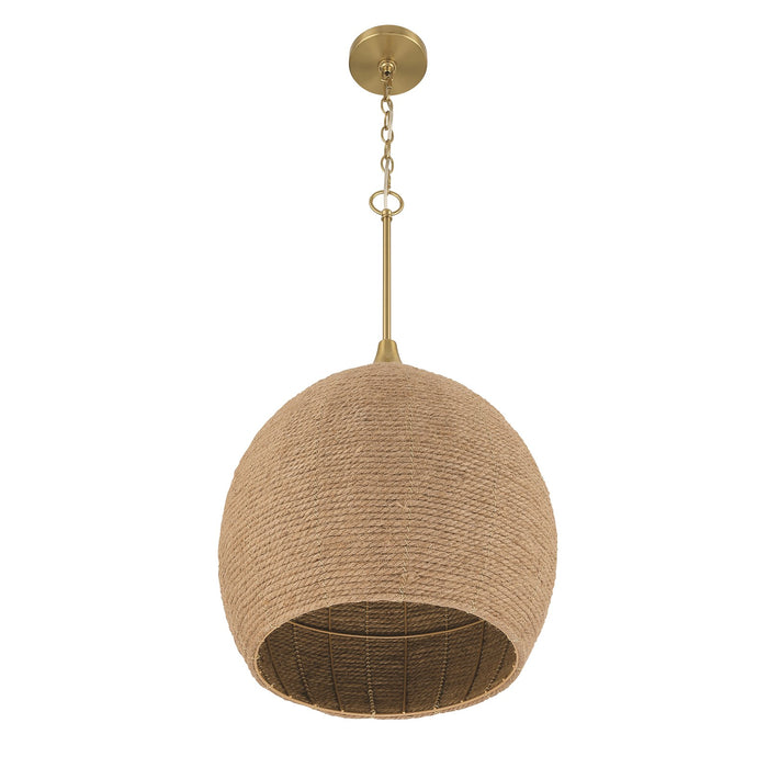 Craftmade Keira 1 Light Pendant, Satin Brass