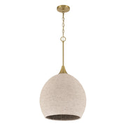 Craftmade Keira 1 Light Pendant, Satin Brass/White - 61391W-SB