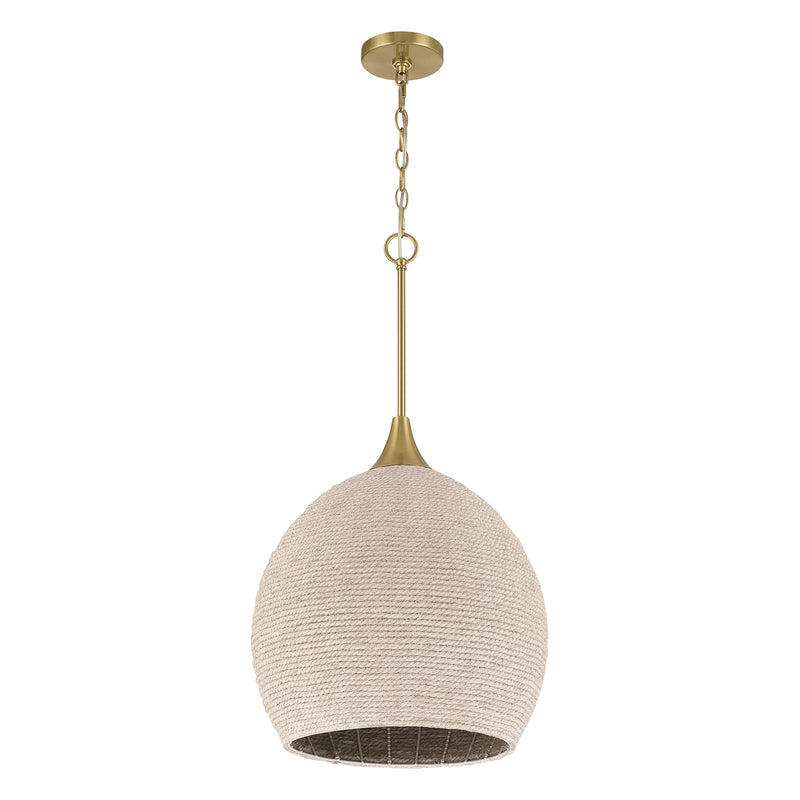 Craftmade Keira 1 Light Pendant, Satin Brass/White - 61391W-SB