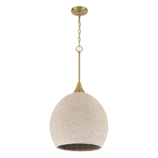 Craftmade Keira 1 Light Pendant, Satin Brass/White - 61391W-SB