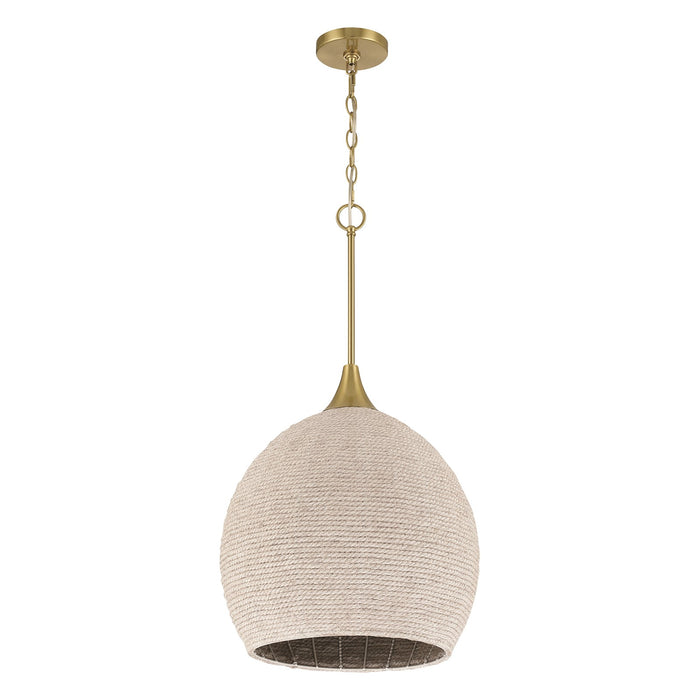 Craftmade Keira 1 Light Pendant, Satin Brass/White - 61391W-SB