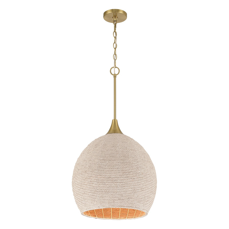 Craftmade Keira 1 Light Pendant, Satin Brass/White