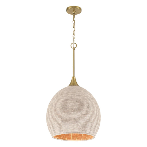 Craftmade Keira 1 Light Pendant, Satin Brass/White