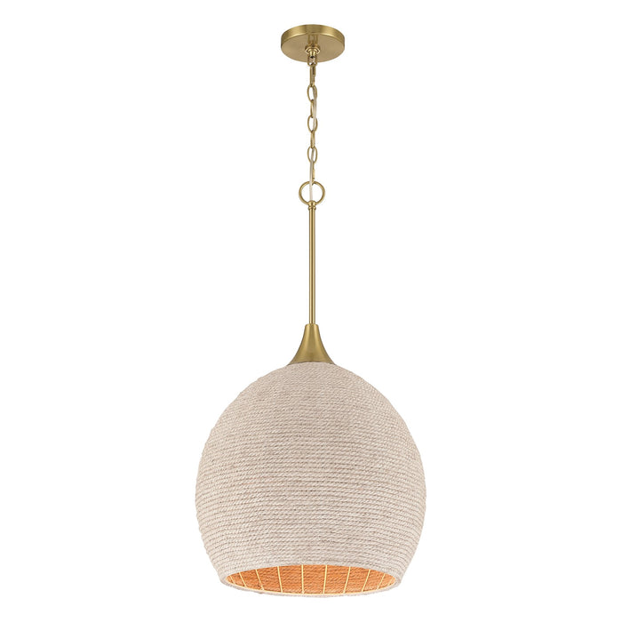 Craftmade Keira 1 Light Pendant, Satin Brass/White