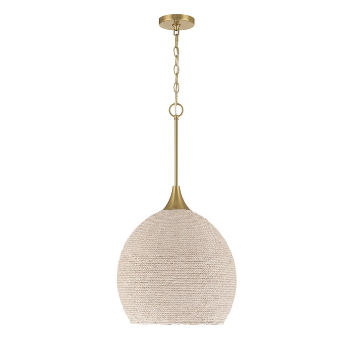 Craftmade Keira 1 Light Pendant, Satin Brass/White