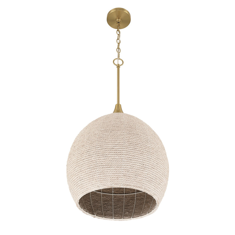 Craftmade Keira 1 Light Pendant, Satin Brass/White