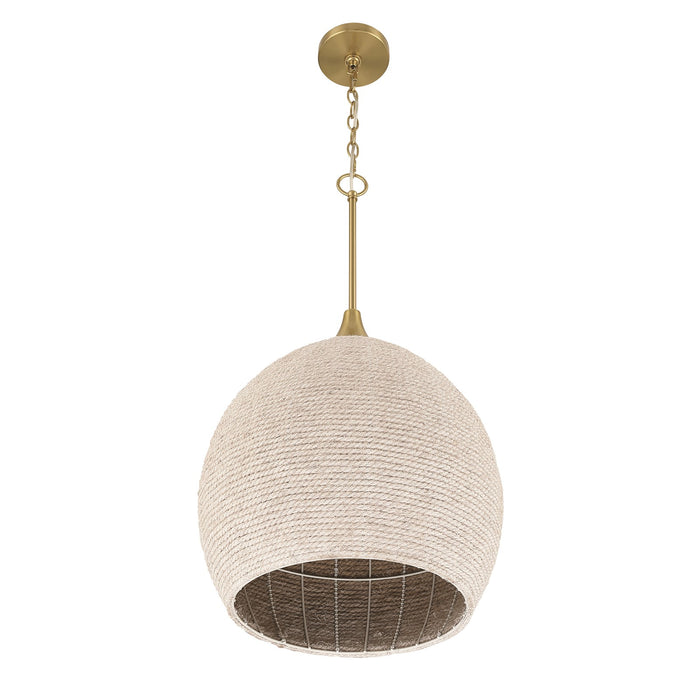 Craftmade Keira 1 Light Pendant, Satin Brass/White