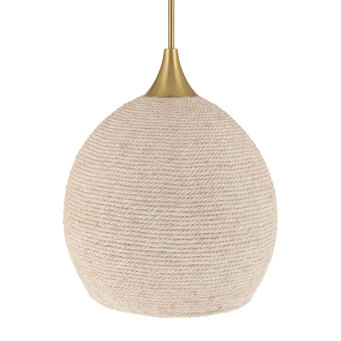 Craftmade Keira 1 Light Pendant, Satin Brass/White