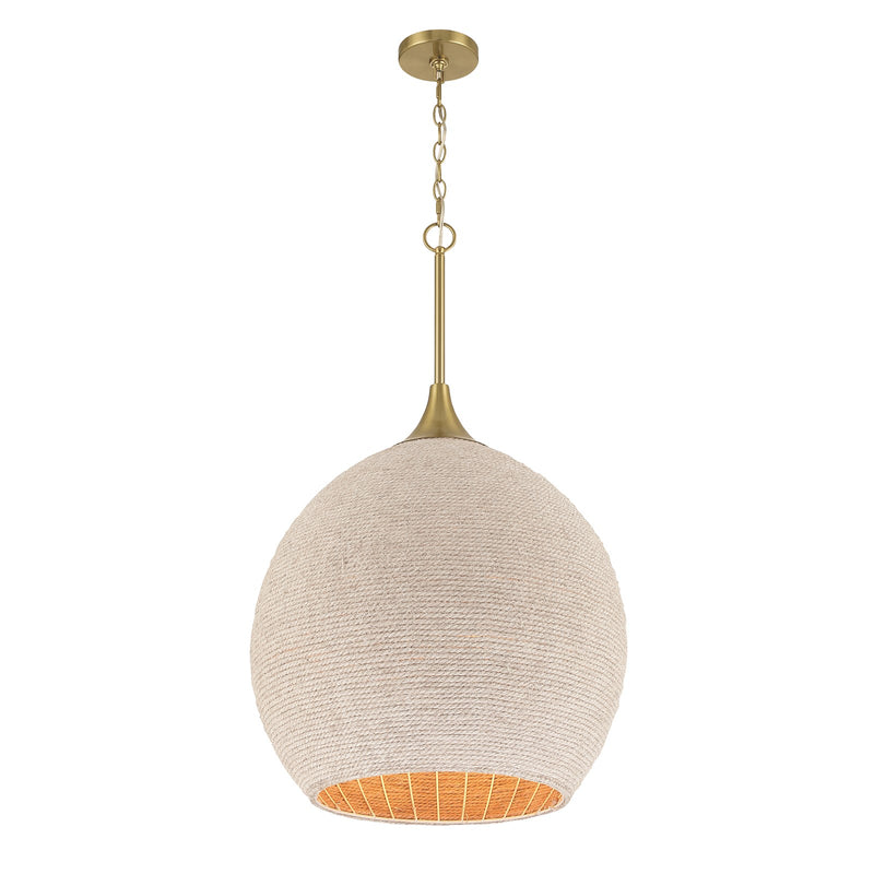 Craftmade Keira 3 Light Pendant, Satin Brass/White