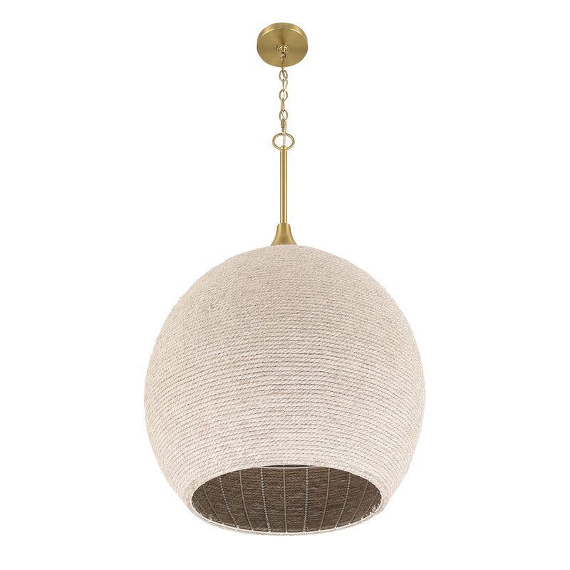 Craftmade Keira 3 Light Pendant, Satin Brass/White